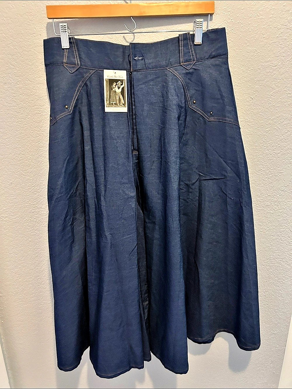 Cattle Kate Denim Midi Skirt Blue Size Large NWT